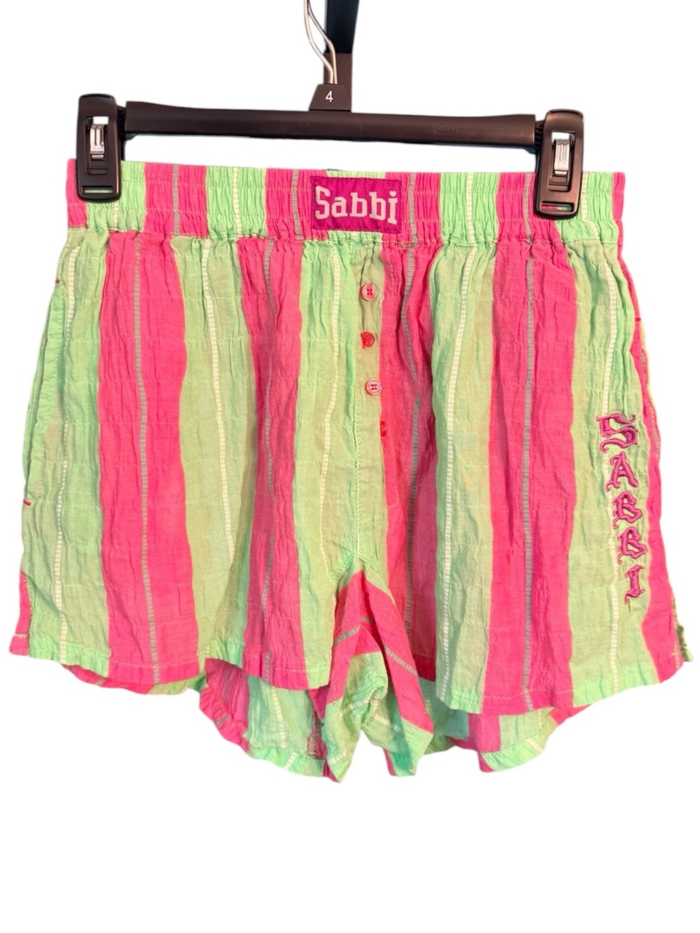 Sabbi The Boxer Short Pop Stripe Green and Pink, size XS